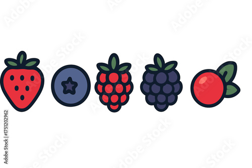 Collection of fresh ripe strawberry blueberry raspberry blackberry and redcurrant