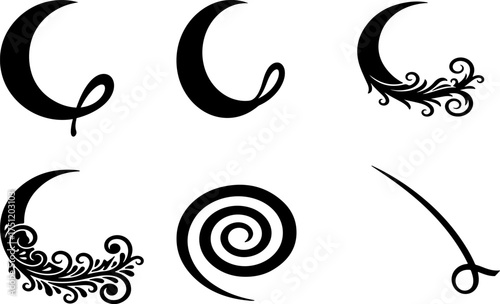 Wallpaper Mural Decorative crescent moon and swirl designs for artistic projects Torontodigital.ca