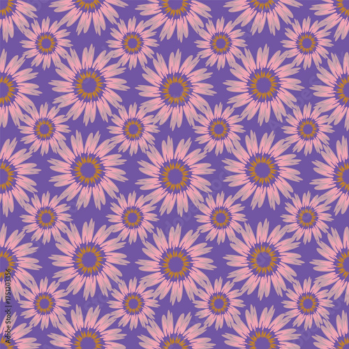 Floral botanical vector texture pattern with flowers and leaves. Seamless pattern can be used for wallpaper, pattern fills, web page background, surface textures.
