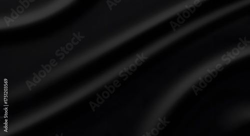 Paper texture background black silk fabric with elegant folds, luxurious draped background