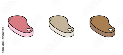 Beef Steak Icon Set: Grilled Meat, Dinner, and Gourmet Cuisine Vector