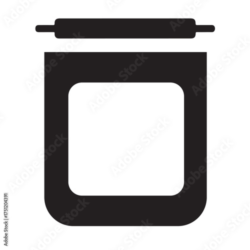 Black trash can icon isolated on white background, representing waste and recycling symbol