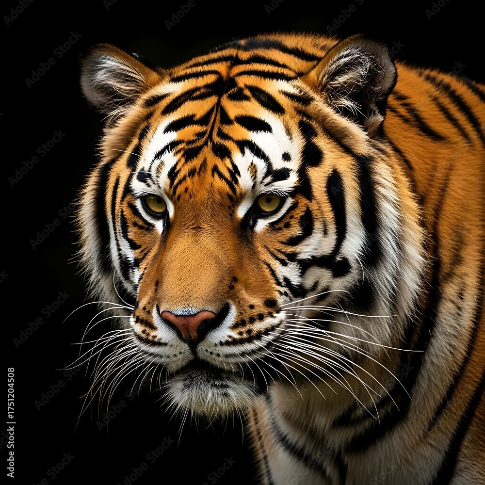 Naklejka premium Intense Gaze - A Striking Portrait of a Bengal Tiger.