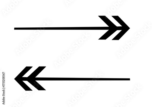Two bold black arrows pointing in opposite directions — simple, clean, and perfect for indicating choice, contrast, or duality.