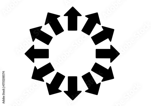 Black arrows forming a circular flow — symbolizing cycles, rotation, or continuous motion in a clean, minimalist design.