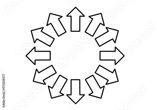 Circular flow of black arrows pointing clockwise — symbolizing cycles, progress, or continuous movement in a minimalist design.