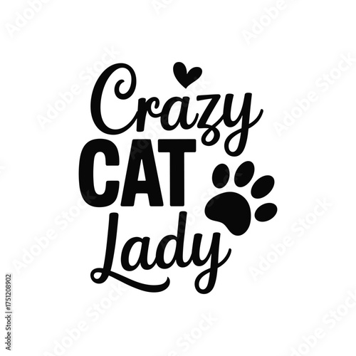 Crazy cat lady .Vector EPS