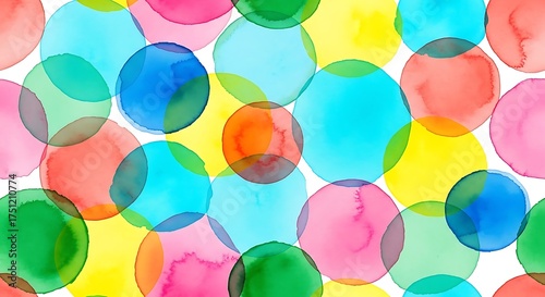Colorful Watercolor Circles Pattern - Abstract and Playful Design.