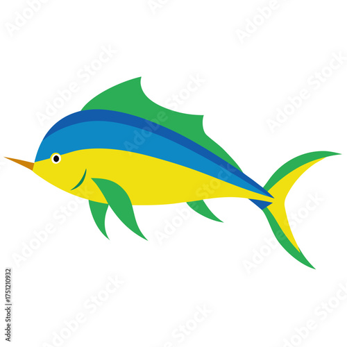 Tropical mahi mahi fish with bright ocean colors vector illustration