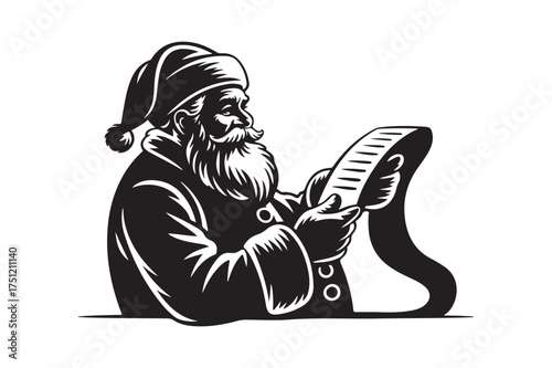 Santa claus checking his naughty or nice list