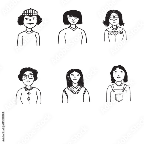 hand drawn illustration of women