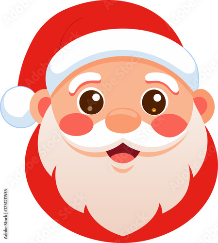 Santa Claus face with rosy cheeks white background