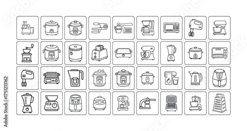 Kitchen appliances outline artwork design