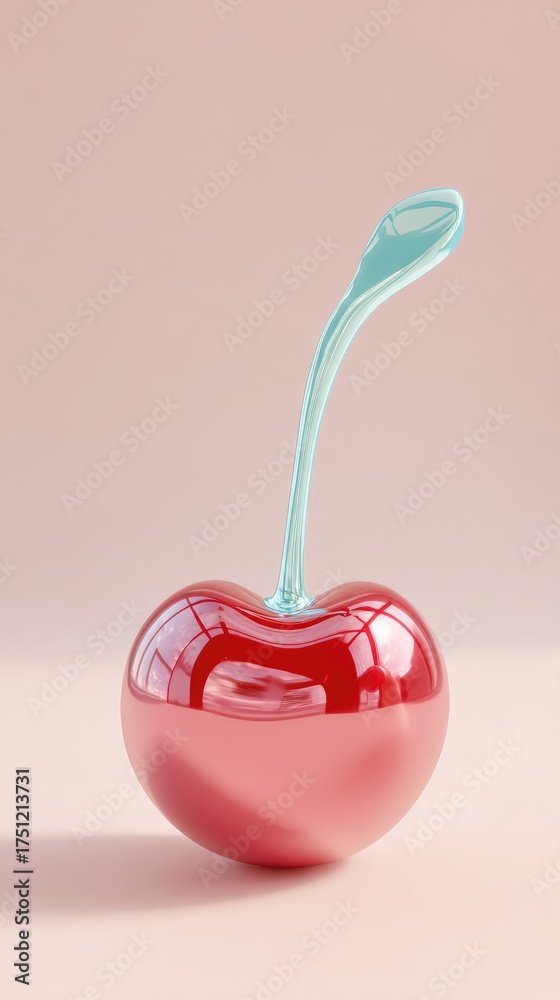 Obraz premium Cherry-shaped cosmetic container with a spoon-like applicator.