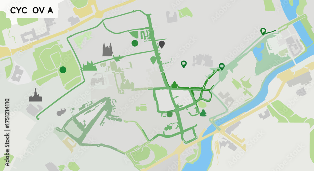 Obraz premium Urban Cycling Infrastructure Europe Vector Map 123 