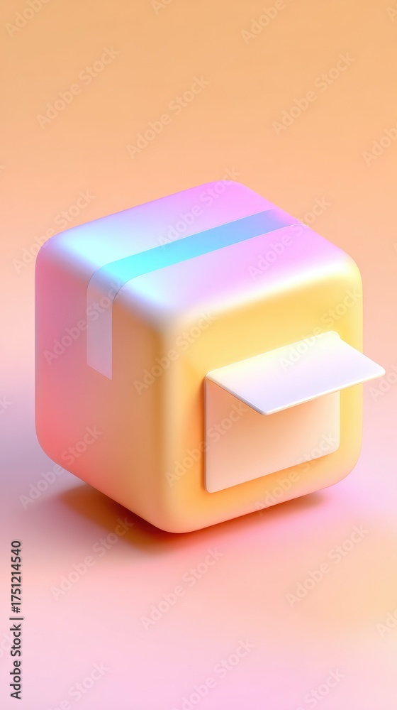 Fototapeta premium Colorful 3D Rendered Box with a Sticky Note.