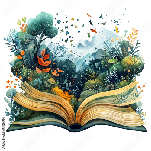 Storybook, watercolor painting vector, isolated on a white background.