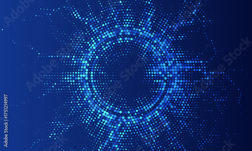 Futuristic dotted blue and black background. Digitally generated blue background with dots. vector illustration