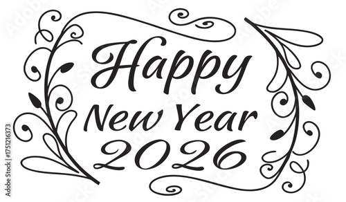 Happy New Year 2026 Greetings - Elegant Floral Frame Theme, Joyful Wishes, and Festive New Beginnings!