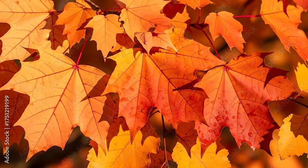 Fototapeta premium Autumnal Maple Leaves - A Vibrant Display of Fall Colors.