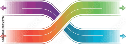 Colorful Crossing Arrows Illustration on White Background