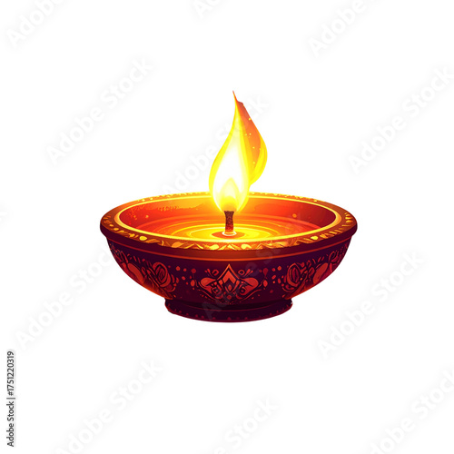 burning diya on Happy Diwali Holiday background for light festival of India transparent background png 