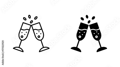 Vector art of two champagne glasses toasting, symbolizing celebration, cheers, and special occasions for greeting card design