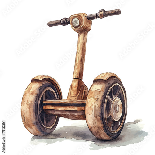 watercolor vector of Segway, isolated on a white background.