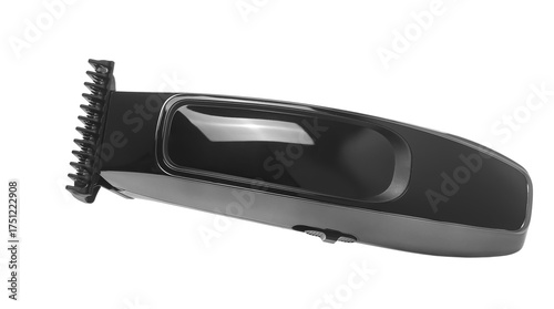 Canvastavla Black hair clipper flying, hairdresser salon equipment, isolated on white backgr