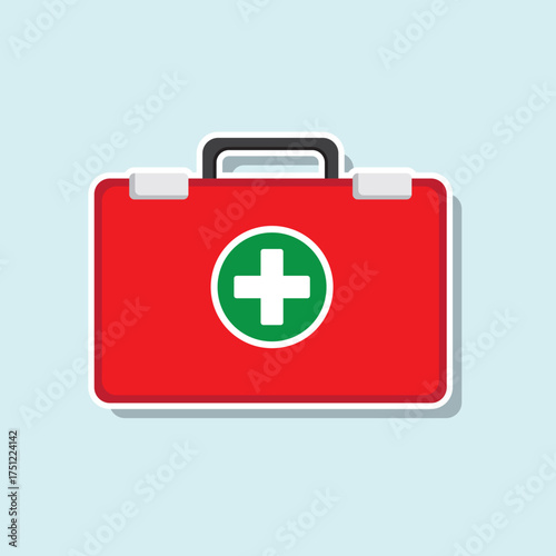 Vector illustration set of emergency first aid kit for health care and treatment