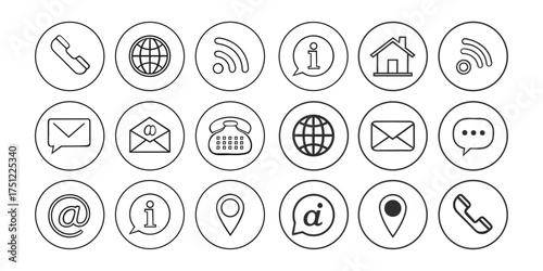 Financial technology Collection of technology and data icons set for digital applications. Processing line icons. Call center, Support and Chat message. 24 hour service linear icon set Line buttons.