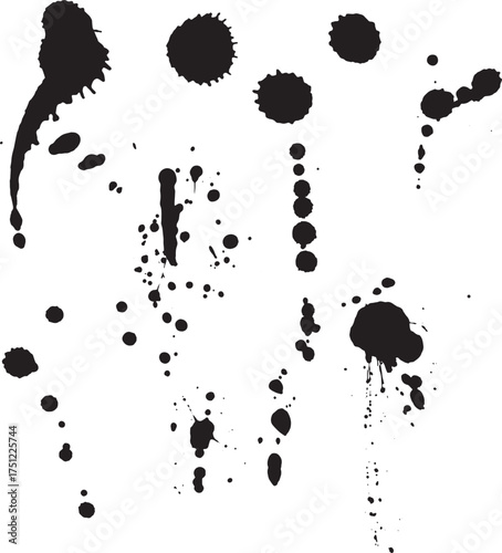 illustration features various abstract shapes created by black ink blots on a white backdrop