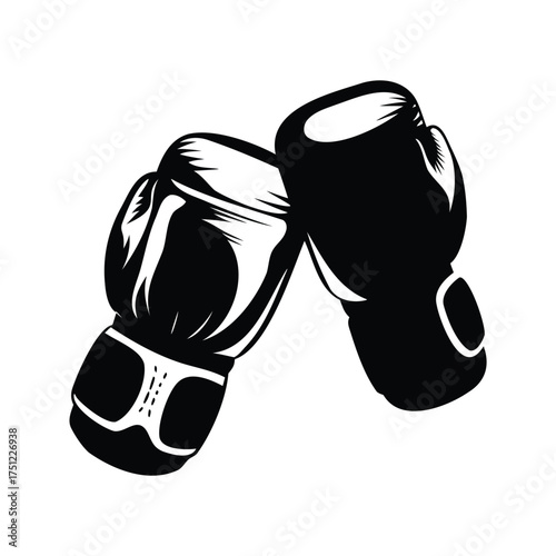 Pair of Black Boxing Gloves Isolated on White Background Sport Illustration, boxing gloves silhouette vector illustration