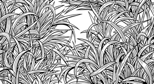 Lush, detailed botanical illustration of dense green foliage, perfect for naturalistic designs and serene backgrounds evoking organic beauty.