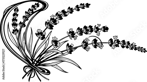 Elegant lavender bouquet with delicate floral details, perfect for wedding invitations, aromatherapy designs, or stylish branding