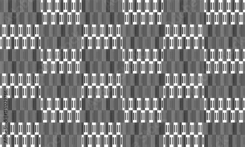 Black and gray checkerboard woven mat pattern, woven weave pattern, row stripes, Abstract background with blue and yellow strip color lines arrange in endless pattern 