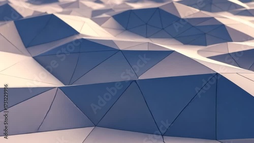 A digitally rendered abstract background featuring a low-poly triangular surface with a modern, geometric pattern