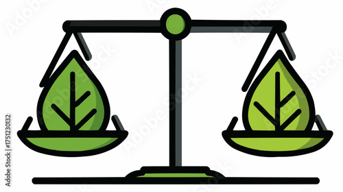 Balance scales with leaves icon for eco-balance and sustainability apps