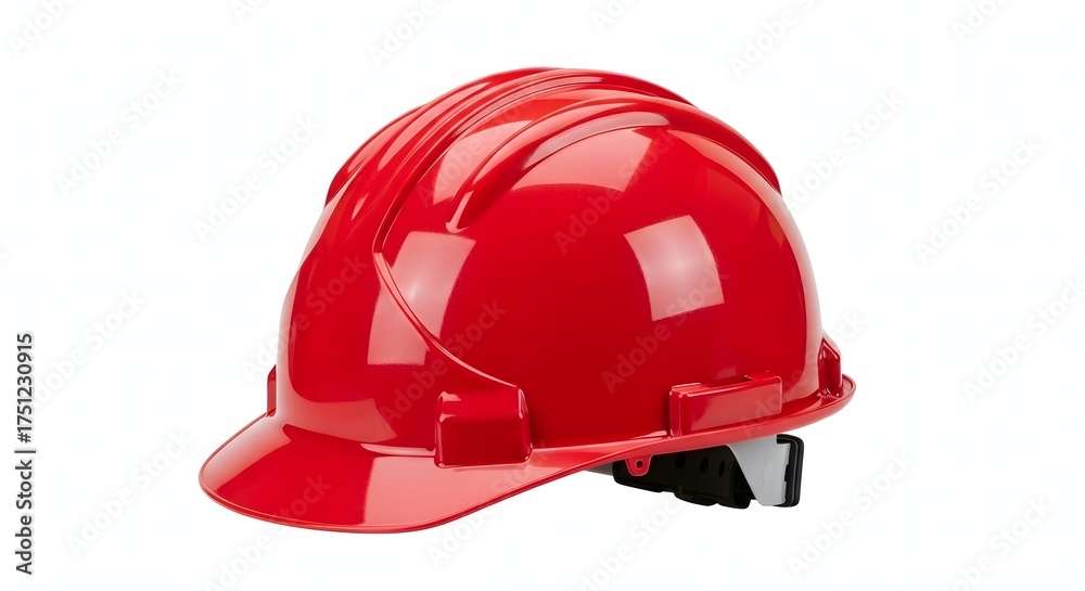 Fototapeta premium Red hard hat safety helmet construction worker protective gear head safety
