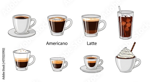 Wallpaper Mural Selection of Coffee Drinks - Americano, Latte, and More. Torontodigital.ca