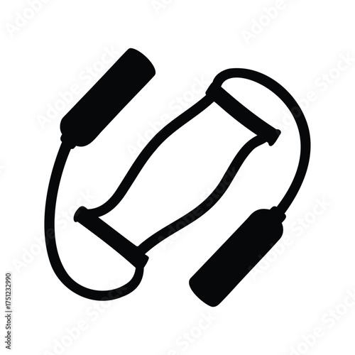 Black Silhouette of Resistance Band with Handles for Exercise and Fitness, resistance bands silhouette vector illustration