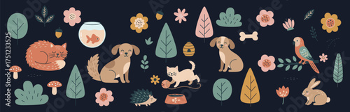 Aminal iconCats and Pets at Home — Cozy Hand-Drawn Animal Set
