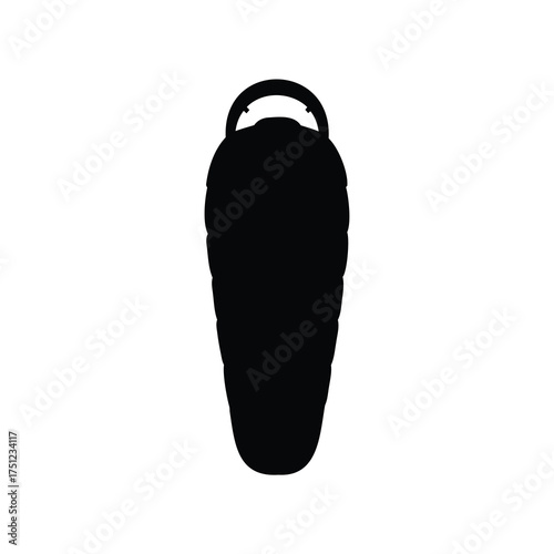 Black and white silhouette of a rolled up sleeping bag for camping, sleeping bag silhouette vector illustration