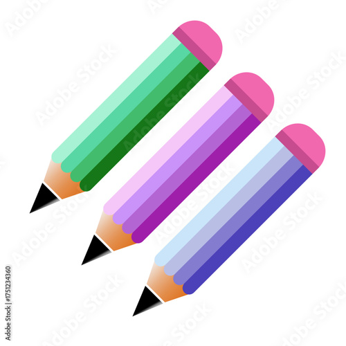 Cartoon Pencils Vector – Colorful Stationery Clipart for Education and Design Projects