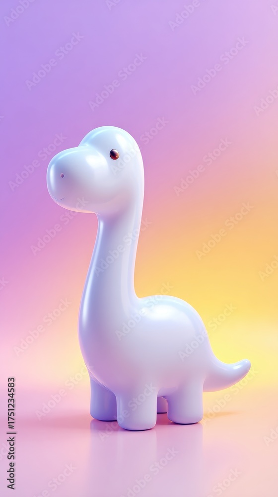 Obraz premium Cute ceramic dinosaur toy with a pastel background.