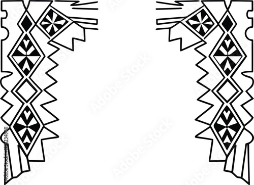 Traditional Folk Geometric Corner Border Vector Design for Decoration