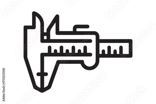 Caliper Hand caliper Sliding caliper Vernier caliper Gage Slide gage Trammel icon. one line Icon drawing with white background
