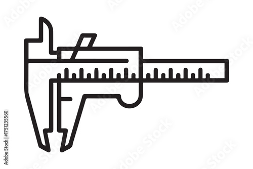 Caliper Hand caliper Sliding caliper Vernier caliper Gage Slide gage Trammel icon. one line Icon drawing with white background
