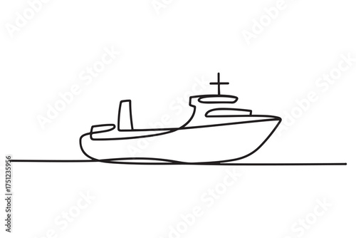Merchant ship icon. one line Icon drawing with white background
