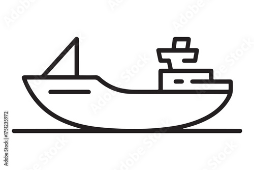 Merchant ship icon. one line Icon drawing with white background
